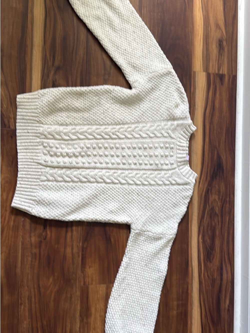 Alya Cream Cable-Knit Crewneck Sweater